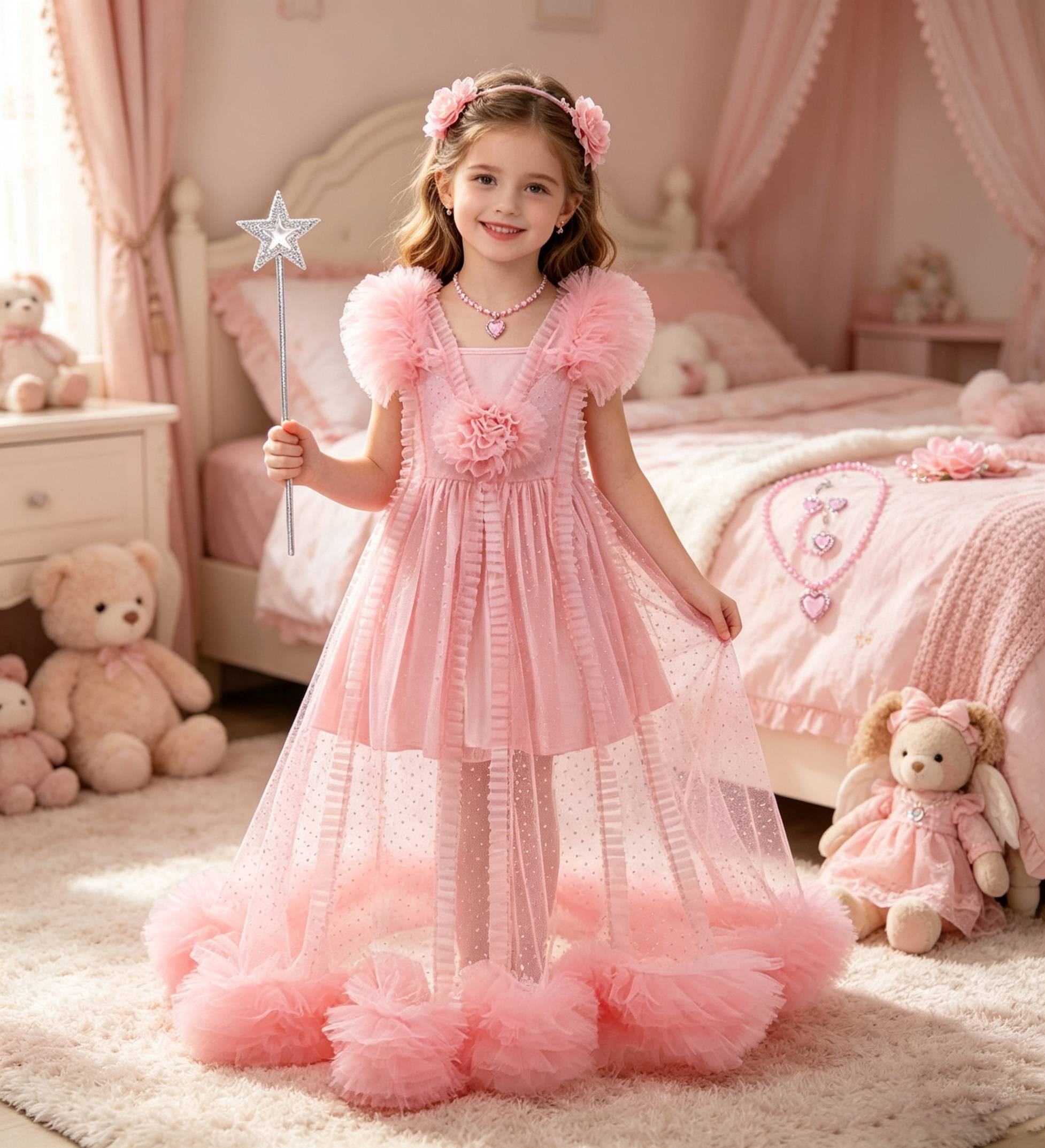 Summer Kids Clothing - Costume da strega Glinda rosa per