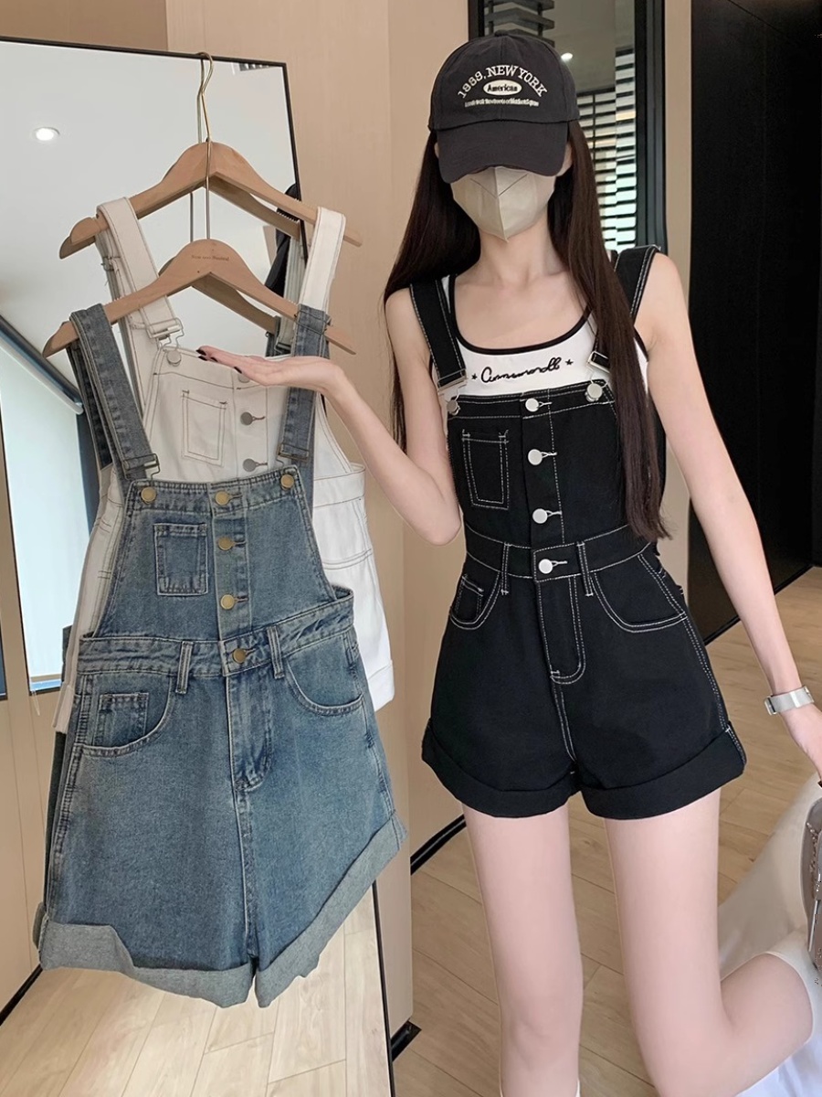 Summer Loving Clothing - Pagliaccetti Donna Bretelle solide Denim Vacanza