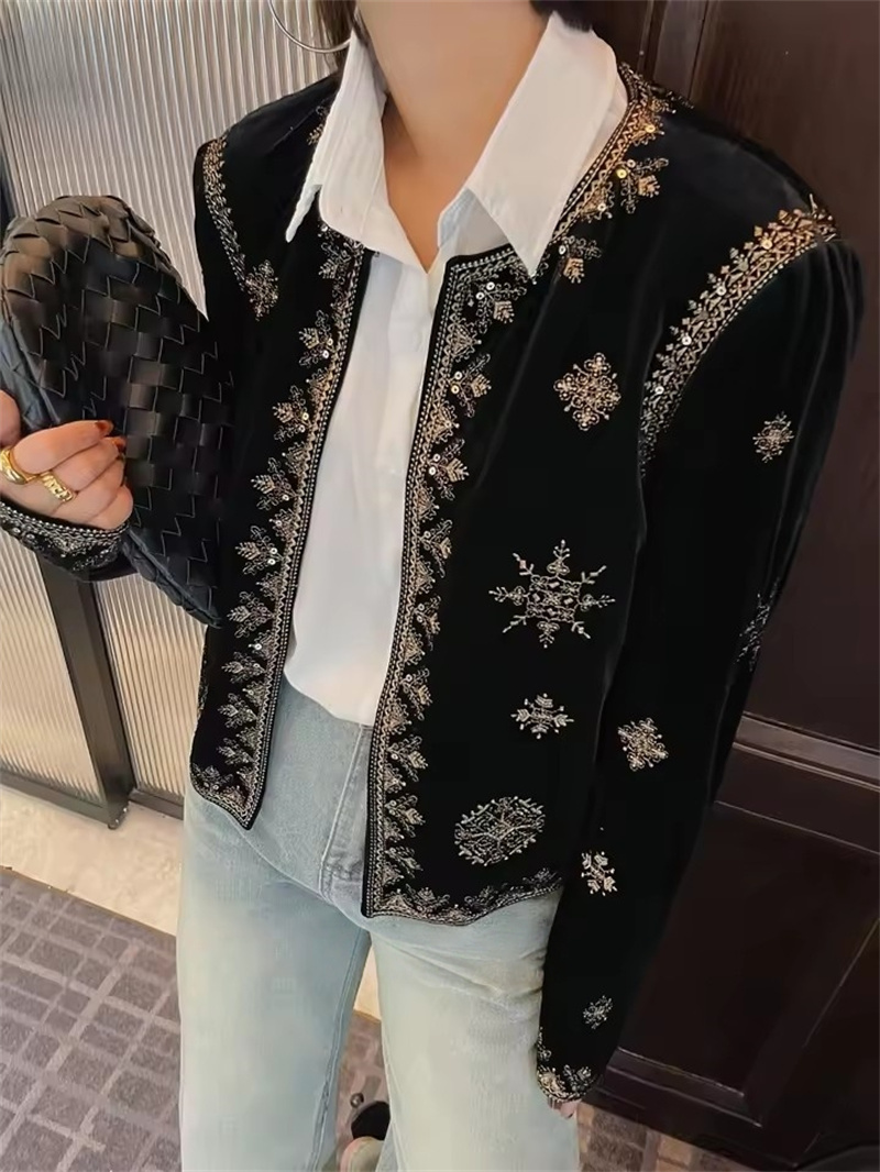 Crew Clothing Summer Jacket - Giacca nera ricamata alla moda Abbigliamento