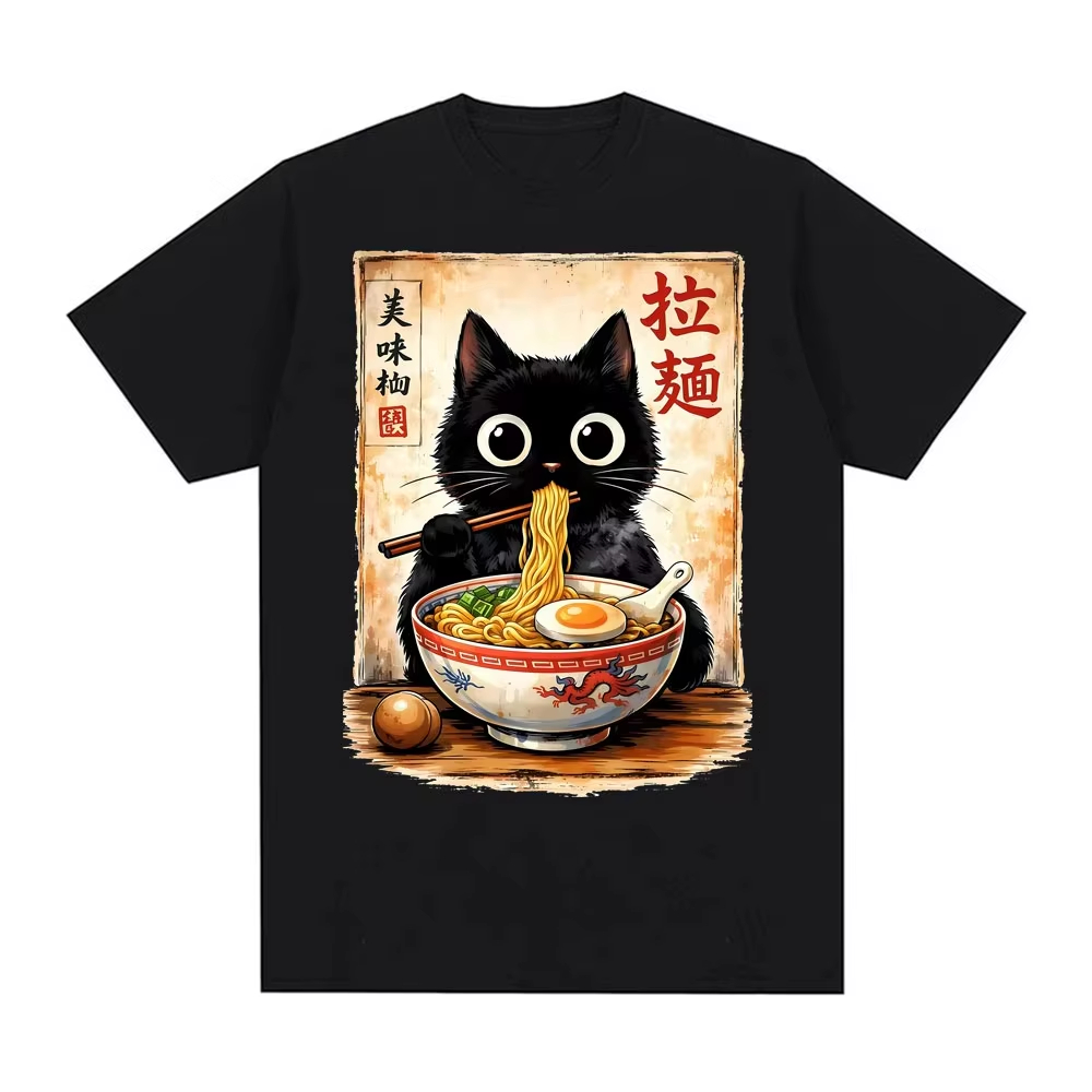 Summer Clothing Essentials Men - T-shirt Kawaii Ramen Cat 2026, Stile